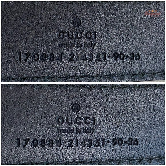Authentic GUCCI Black Calfskin Leather Gold Script Oval Buckle Belt Size 90/36 main image 11